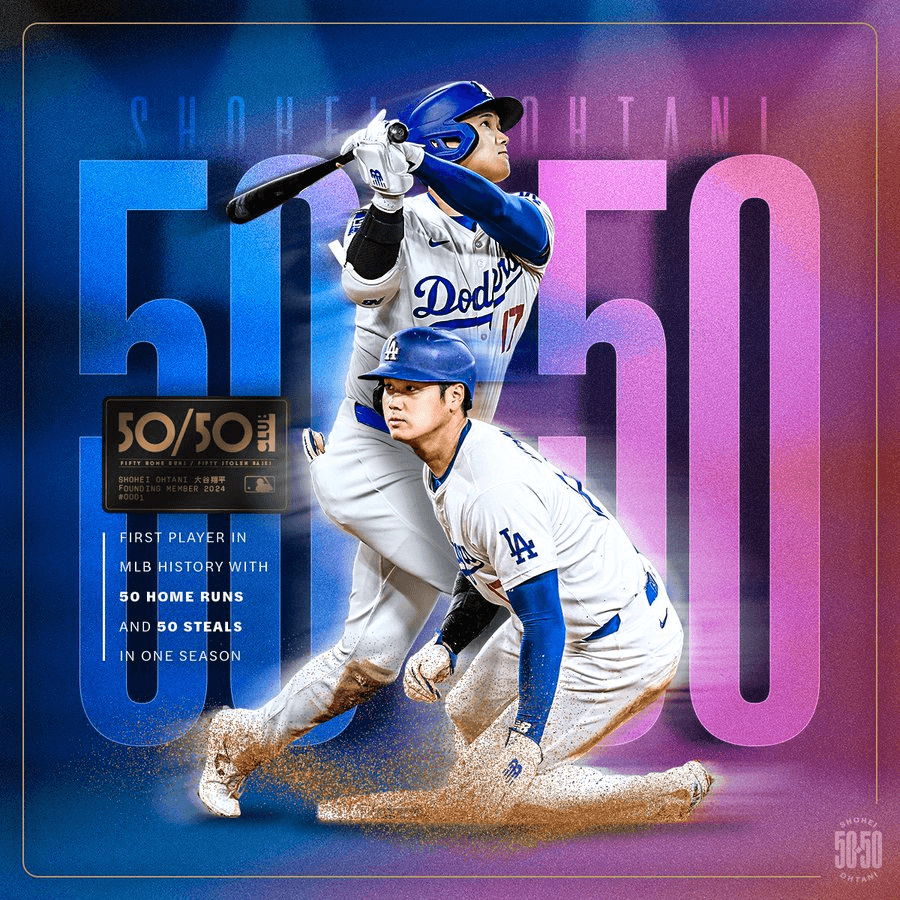 MLB【持續更新】大谷翔平紀錄,創下單季50全壘打與50次盜壘的驚人成就的男人